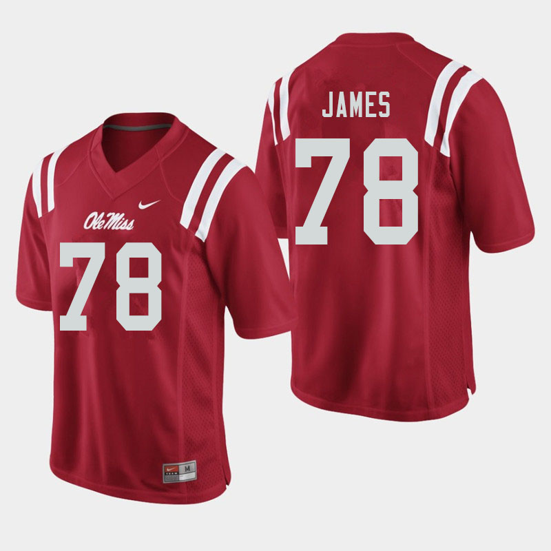 Men #78 Jeremy James Ole Miss Rebels College Football Jerseys Sale-Red